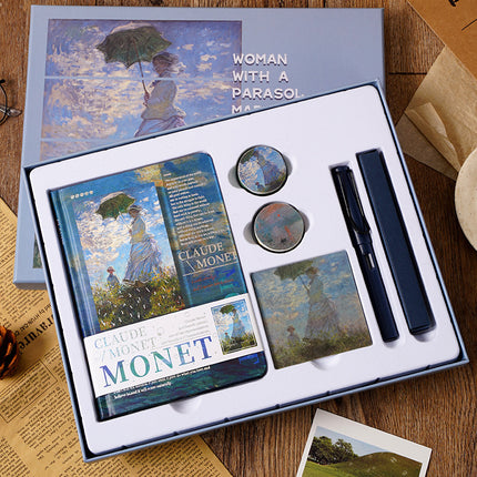 European and American Style Oil Painting Handbook Set Creative Van Gogh Monet Gift for Students Art Handbook Notepad Gift Box