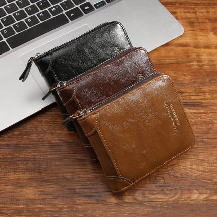 Wallet men's driver's license bag leather case retro simple men's casual short wholesale wallet multi-functional zipper card case