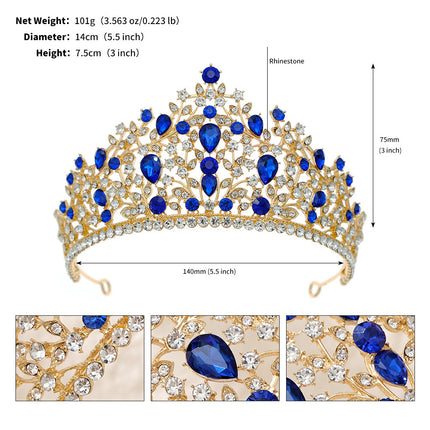 European and American All-match Bride Wedding Hair Accessories Light Luxury Full Diamond Birthday Party Crown Baroque Vintage Rhinestone Crown