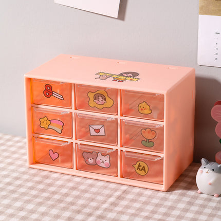 Yq0039 Nine-Compartment Drawer-Style Transparent Storage Box for DIY Accessories Desktop Storage Cabinet