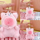 Bead chain style / Light pink piggy hat capibala