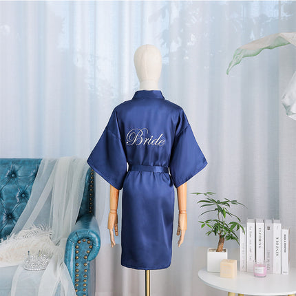 bride Gown morning Gown Lady nightgown wedding makeup bridesmaid group wedding kimono imitation silk cardigan bathrobe