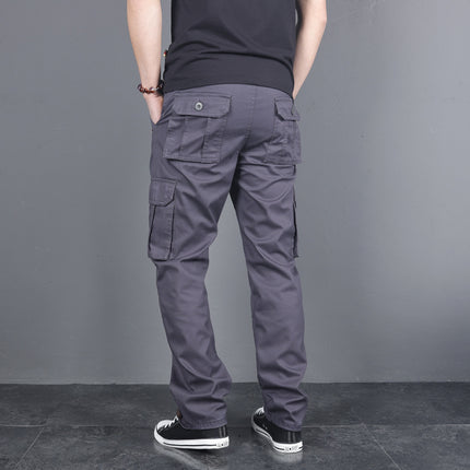 In stock men's quick-drying pants winter outdoor multi-pocket pants men's fleece-lined thick straight pants army green overalls