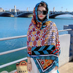 M277-01 contrast color hexagonal-yellow coffee / 180*90cm