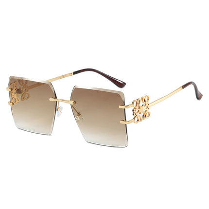 Bow Square Metal Fashion Frameless Cut Sunglasses Large Frame Slim Sunglasses European and American Trend Sunglasses