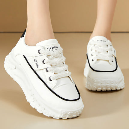 Women's Casual Shoes Ins Versatile Single Shoes Thick-Soled Height-Increasing Shoes Tire-Soled Women's Shoes Comfortable Non-Tiring White Shoes