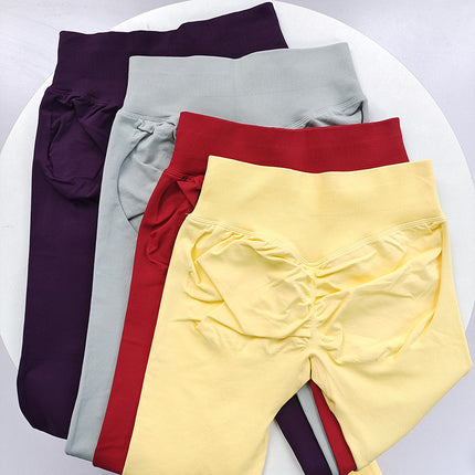 [Butt King] European and American Newly Upgraded Seamless Knitted Mid-Waist Peach Butt Pants Three-Section Waist Fitness Pants