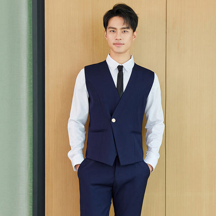 Spring high-speed rail clothing hotel front desk business wear men's vest suit temperament beauty salon autumn technician overalls