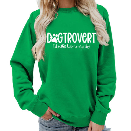 Dog trovert printed round neck women's top vests foreign trade supply autumn and winter coat casual loose European size