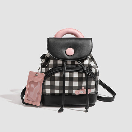 2026 New Summer Style Buttoned Mini Backpack Plaid Small School Bag Cute Backpack for Girls for Going Out