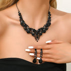Black necklace + earrings