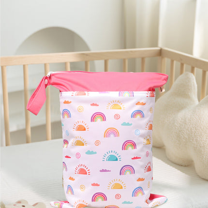 Cross-border in stock Nordic Animal Printing Baby Room Storage Hanging Bag Dry and Wet Separation Double-layer Waterproof Bag Wetbag