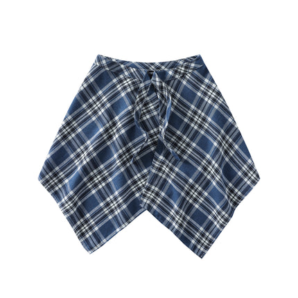 A generation of hair folding artifact color plaid fart curtain one-piece lace-up high street irregular hem Joker skirt