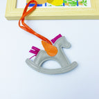 light gray rocking horse bag pendant
