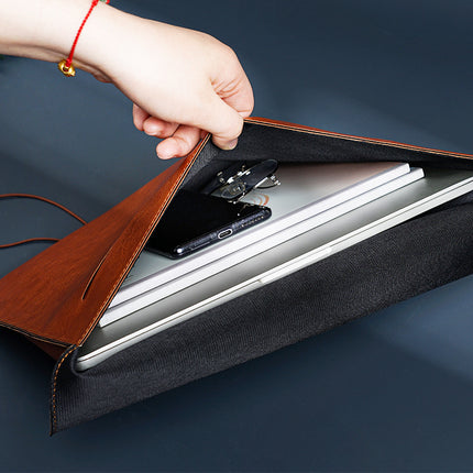Leather File Bag A4 File Bag Briefcase Button Business Office Storage Portable Large Capacity Custom Folder