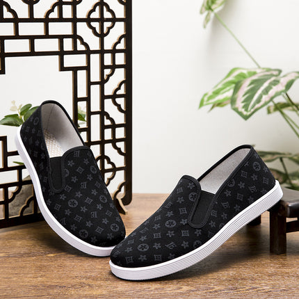 Wholesale new old Beijing cloth shoes men's casual shoes breathable non-slip wear-resistant pedal driving shoes black cloth shoes