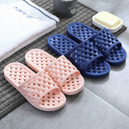 New Style Slippers for Women's Bedroom Leaking Hollow Smiley Face Home Summer Indoor Home Bathroom Bathing Couple Men's and Women's Slippers