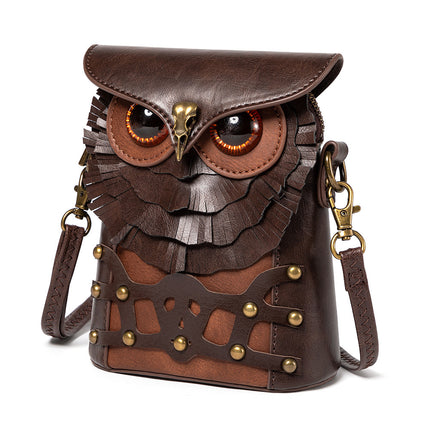 TEMU Medieval Colored Studded PU Leather Women's Shoulder Bag Medieval Steampunk Owl MINI Satchel