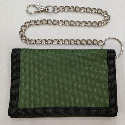 Folding anti-theft chain men's coin purse cross-border black three-fold small wallet zipper key chain card pocket