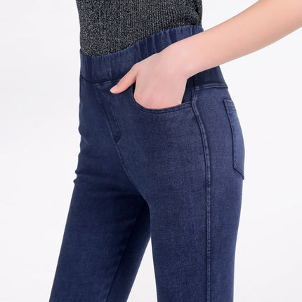 2025 spring new women's 300kg plus size Denim leggings women's spring and autumn free consignment of one-button shop