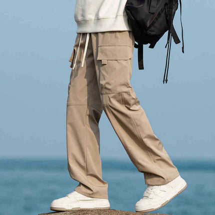 Camel HJCAMEL American Tooling Pants Men's Autumn and Winter Loose Straight Windproof Waterproof Parachute Pants Casual