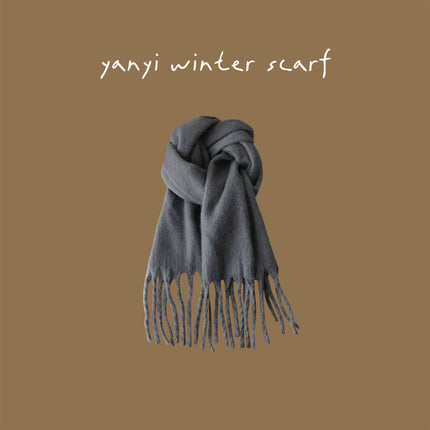 Imitation Cashmere Autumn and Winter Scarf Collection Plaid Scarf Women's Winter Thickeneded Warm Shawl Pure Color Student Scarf Cross-Border
