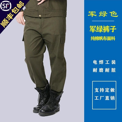 Army green overalls suit men's autumn work wear-resistant anti-scalding long sleeve welder labor protection clothing workshop Tooling Tooling