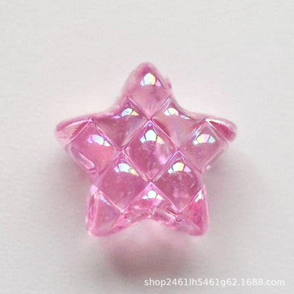 Exquisite, Compact, Transparent, Color-Plated Waffle Five-Pointed Star/Heart Loose Beads DIY Mobile Phone Chain Bracelet Chain Accessories