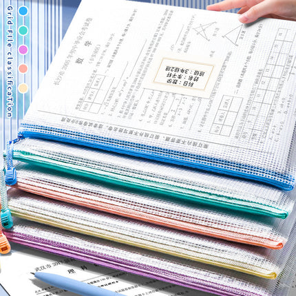 A4 Zipper Bag File Bag Office Transparent Waterproof Information Bag Folder Stationery Bag Test Paper Storage Bag Study Bag