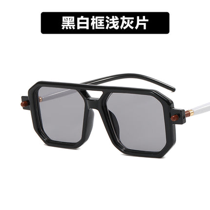 2023 New Double-Beam Glasses Frame Square Frame Fashion Sunglasses European and American Internet Celebrity Street Photography Sunglasses Ins Sunglasses