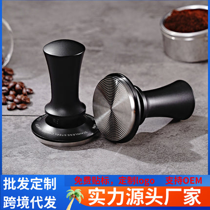 Cross border solid wood horizontal constant pressure coffee powder press adjustable 304 stainless steel coffee powder hammer wholesale