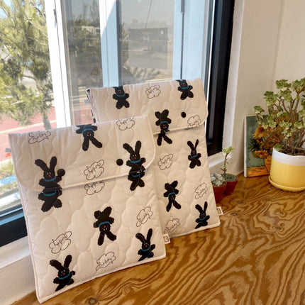 Polka Dot Quilted Bunny iPad Storage Bag Laptop Bag 11inch 13inch Inner Liner Protective Sleeve Portable Cute and Fun