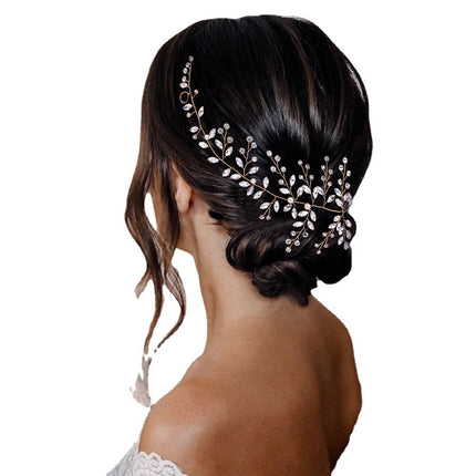 Youlapan European and American Fashion Bridal Banquet Dress Accessories Cross-Border Forehead Accessories Rhinestone Braided Headband Hp21