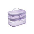 Double layer mesh cosmetic bag-purple