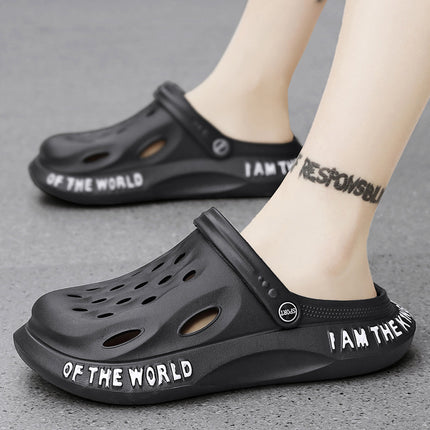 Coconut Hole Shoes Men's Soft-soled Garden Shoes Fashionable All-match Slippers Men's Sandals with Baotou Breathable Beach Shoes for Men