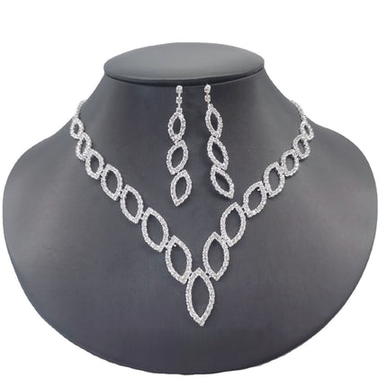 Amazon Cross-Border Jewelry Wedding Photography Women's Necklace Accessories Silver Earrings Necklace Bridal Jewelry Set