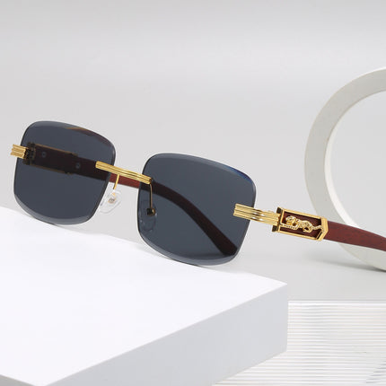 New Retro Cut-edge Rimless Men's Glasses Square Cross-border Women's Fashion Wear Street Photoshoot Sunglasses 8038
