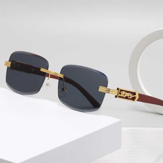 New Retro Cut-edge Rimless Men's Glasses Square Cross-border Women's Fashion Wear Street Photoshoot Sunglasses 8038