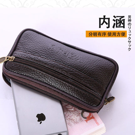 Manufacturers wholesale men's new waterproof mobile phone waist bag wear belt cowhide multi-functional elderly change key bag