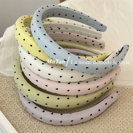 Korean-Style Fresh Heart Fabric Headband Sweet Temperament Girl Face-Washing Headband High Crown Non-Slip Outdoor Hair Clip