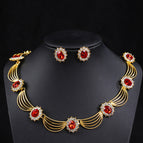18k gold red necklace + earring pin