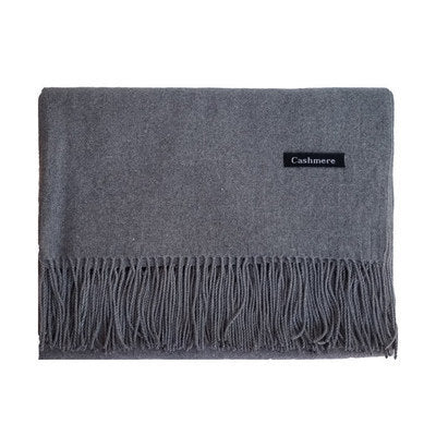 High-End Warm Imitation Cashmere Scarf for Women in Autumn and Winter Pure Color Elegant Versatile Tassel Shawl Fashionable Outer Dual-Purpose Scarf