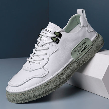 Men's shoes spring 2022 New genuine leather White shoes men's trendy all-Match sports casual leather shoes breathable board shoes