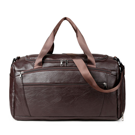 2025 Autumn and Winter New Pu Handheld Luggage Bag Men's Multi-Layer Short-Distance Travel Bag Dry and Wet Separation Sports Fitness Bag