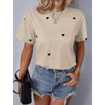 Cross-Border Export New Aliexpress T-Shirts Round Neck Casual T-Shirt Printed T-Shirt for Women