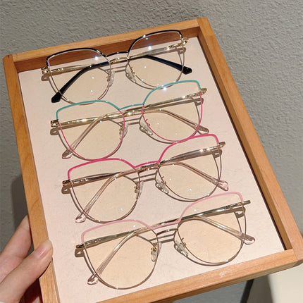 Factory direct plain look thin retro Harajuku anti-blue glasses European and American style trend large frame high-grade flat mirror