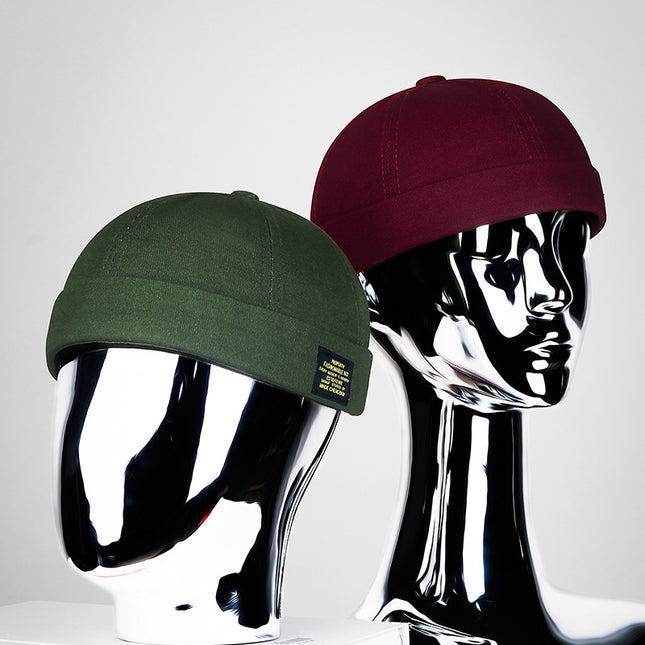 Brimless Landlord Hat, Versatile for All Seasons, Hip-Hop Trendyy Melon Skin Hat, Same Style for Men and Women, Street Retro Melon Skin Hat