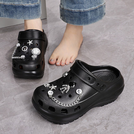 Cave Shoes Women's Elegant High-end Outer Wear 2024 Summer Fashion DIY Crystal Bear Beach Indoor Two-Wear Sandals and Slippers