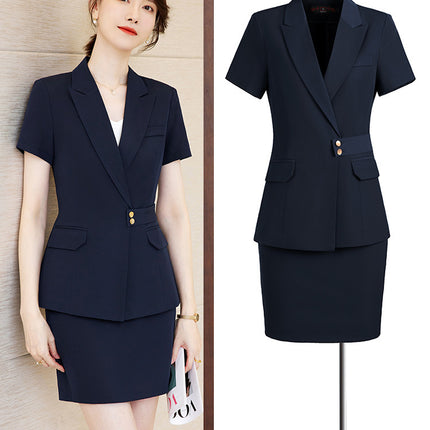 Short-sleeved professional suit suit women's summer high-end elegant hotel front desk manager work clothes beauty salon gold shop work clothes