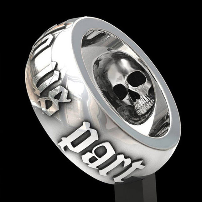 European and American Style Skull Ring Punk Rock Stylish Thai Silver Black Ring Dark Trendy Cool Jewelry for Men and Women